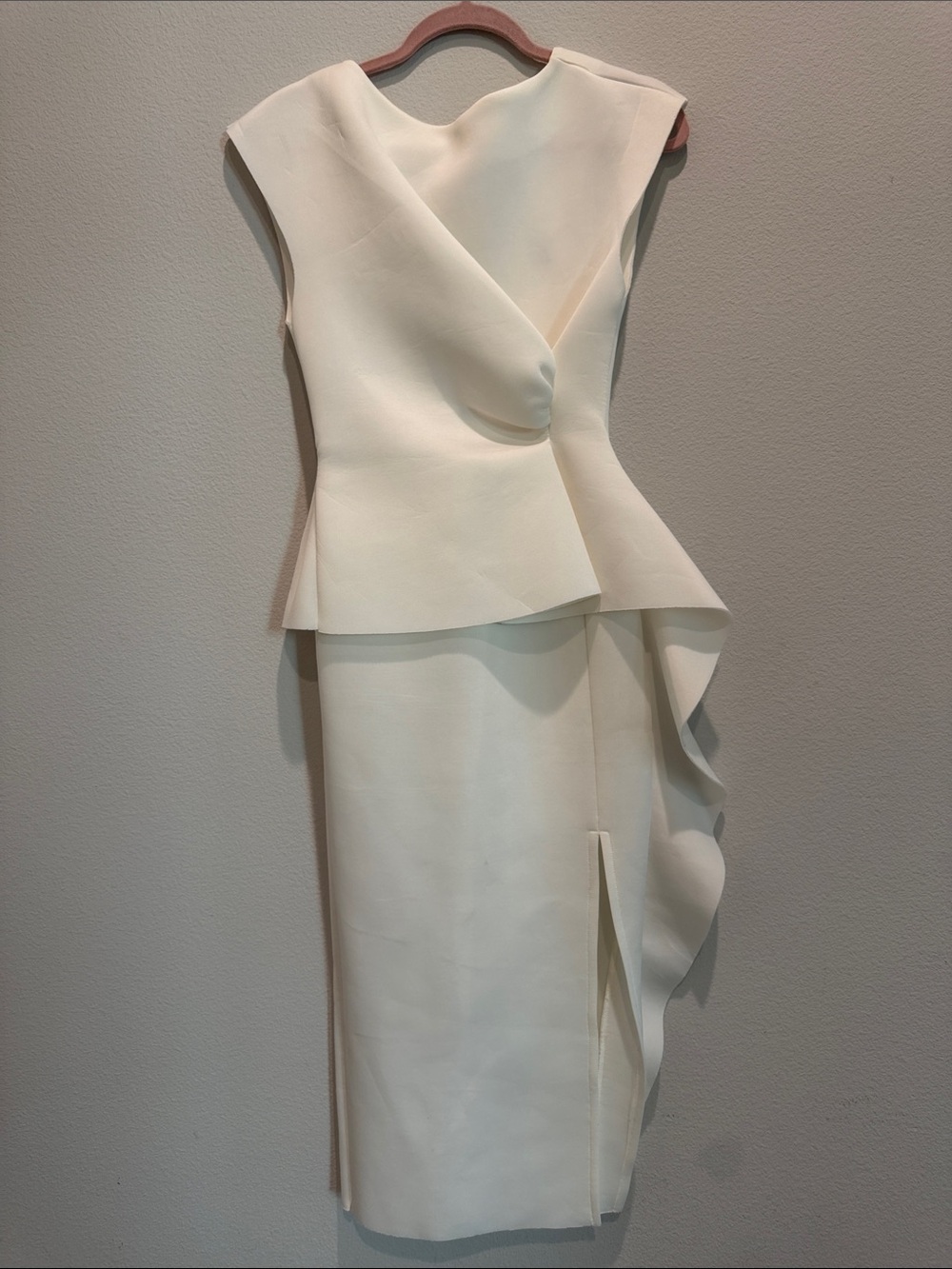 Elegant Ivory Peplum Sheath Dress